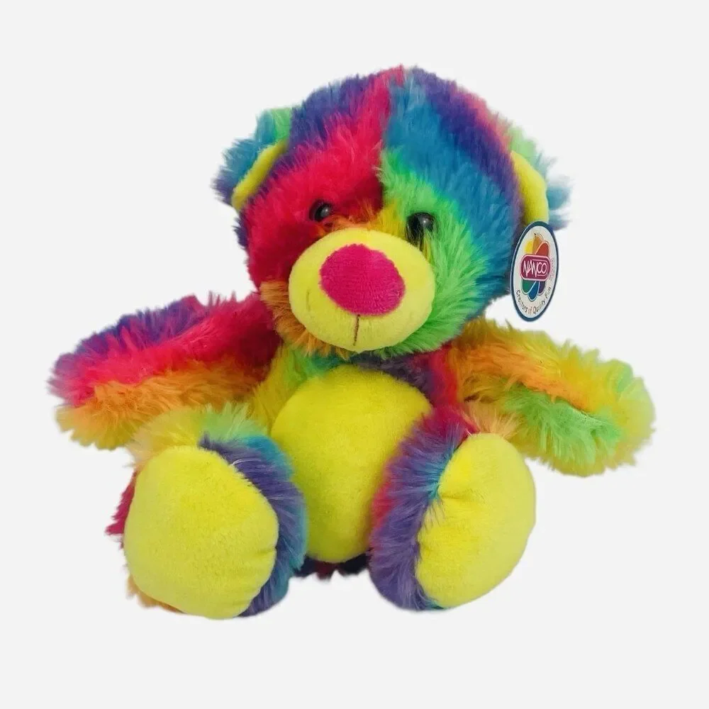 NWT 2017 Nanco Tie Dye Rainbow Teddy Bear Plush Colorful Soft Toy Stuffed Animal